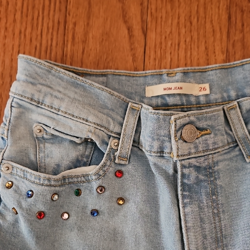 Levi's Mom Jeans With Rainbow Studs